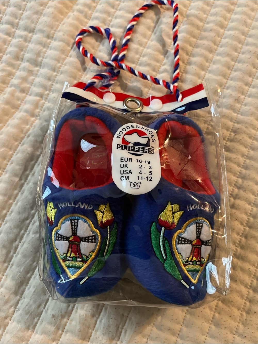 Kids Blue Holland Tulip Windmill Slippers
